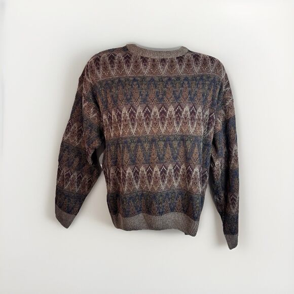Towncraft Vintage Brown/Blue Wave geometric Men's Sweater Grandpa Dad  size M - Picture 1 of 10